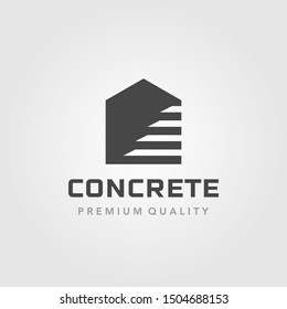 Concrete Step Up Stair Home Building Logo Vector Illustration