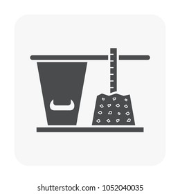 Concrete strength testing and equipment icon on white.
