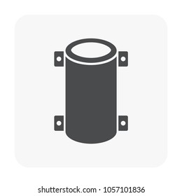 Concrete strength testing and equipment icon on white.