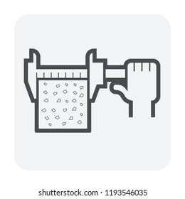 Concrete strength testing icon, outline and black color.