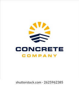 Concrete and sun logo with simple style design