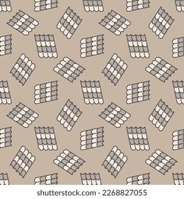 Concrete Tile Roof modern seamless pattern - vector Roofing Material concept colored background