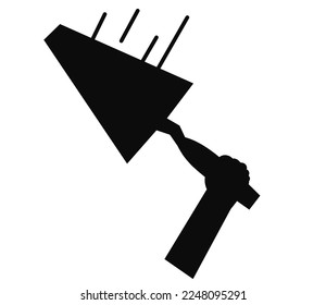 Concrete trowel tool vector icon for worker, builder to screed, troweling, mason and plaster wet concrete, mortar in building construction or repair work i.e. slab, floor and wall with smooth surface