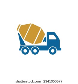 concrete truck construction vector illustration logo with white background