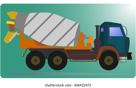 Concrete truck. Truck. Flat design, vector illustration, vector.