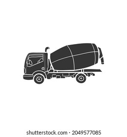 Concrete Truck Icon Silhouette Illustration. Construction Vehicle Vector Graphic Pictogram Symbol Clip Art. Doodle Sketch Black Sign.