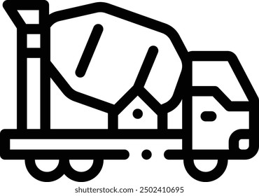 concrete truck icon. Thin Linear Style Design Isolated On White Background