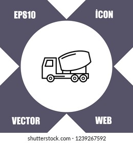 Concrete truck icon vector