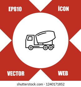 Concrete truck icon vector