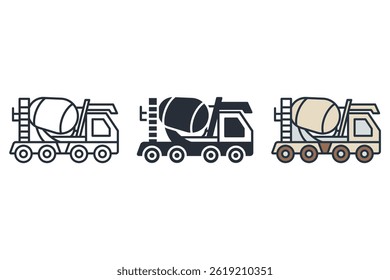 concrete truck icons isolated on White Background. Flat style design