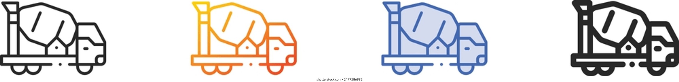 concrete truck icon.Thin Linear, Gradient, Blue Stroke and bold Style Design Isolated On White Background