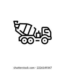 Concrete truck сolor line icon. Road construction. Pictogram for web page