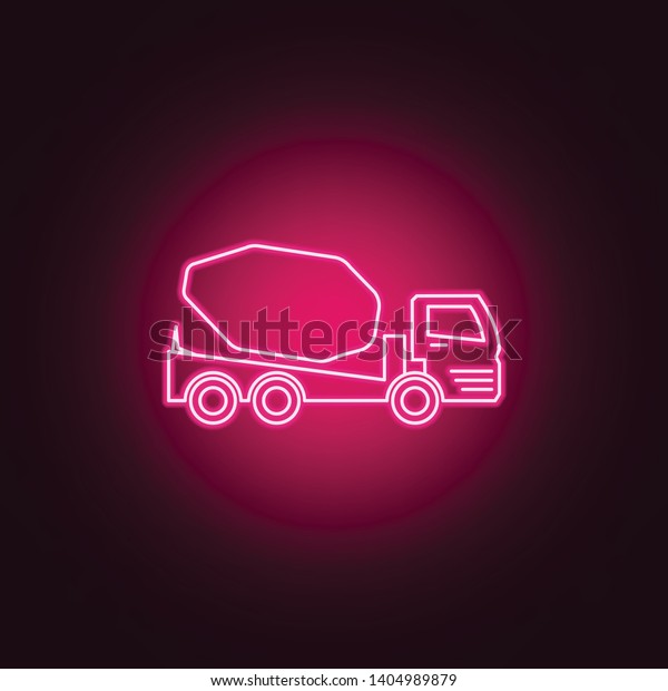 concrete\
truck mixer neon icon. Elements of Transport set. Simple icon for\
websites, web design, mobile app, info\
graphics