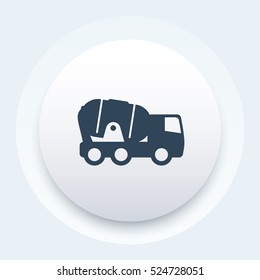 concrete truck round icon, vector illustration