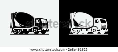 Concrete Truck Vector Design – Construction Vehicle, Cement Mixer, and Industrial Transport Illustration