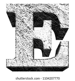 Concrete vector font.Uppercase letter E