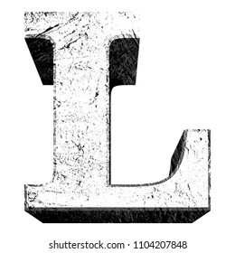Concrete vector font.Uppercase letter L