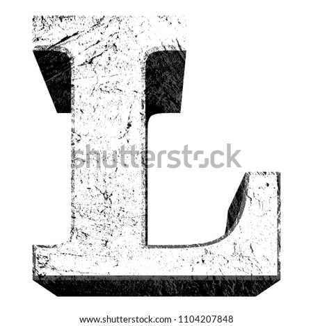 Concrete vector font.Uppercase letter L