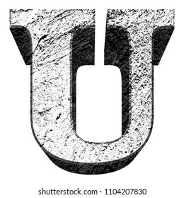 Concrete vector font.Uppercase letter U