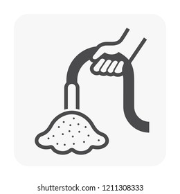 Concrete vibrator vector icon. Power hand tool with motor or engine, steel rod, flexible hose or shaft. For builder, worker, contractor use to bubble remover by vibrating in concrete pouring casting.