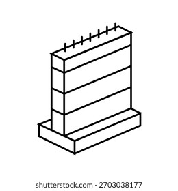 concreto parede construção cimento linha ícone vetor. concreto parede construção cimento sinal. isolado contorno símbolo ilustração preta