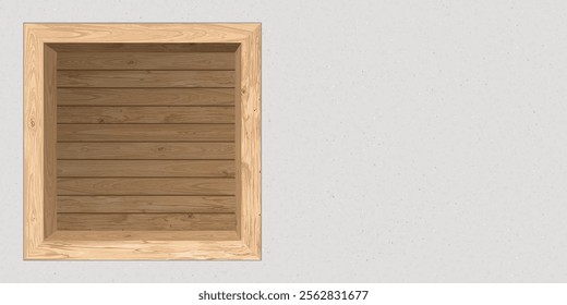 Concrete wall have square whitewashed wooden space for placing products presentation graphic illustration. 