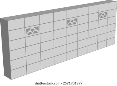 Concrete-block wall isolated vector illustration