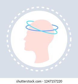 concussion dizziness concept human head icon healthcare medical service logo medicine and health symbol flat