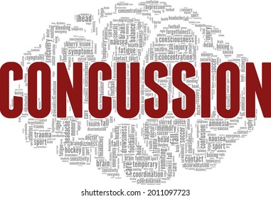 Concussion Vector Illustration Word Cloud Isolated On A White Background.