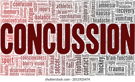 Concussion Vector Illustration Word Cloud Isolated On A White Background.