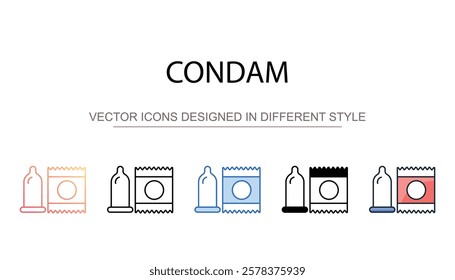 Condam icon design with white background stock illustration