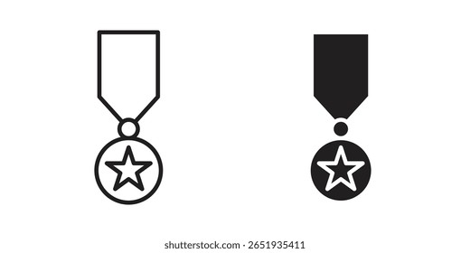 Condecoration icon. Flat and stroke versions. Graphic elements.