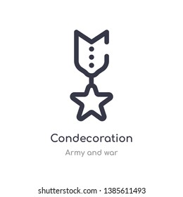 condecoration outline icon. isolated line vector illustration from army and war collection. editable thin stroke condecoration icon on white background