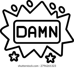 Condemn expression bubble Sticker Line Icon Vector Design