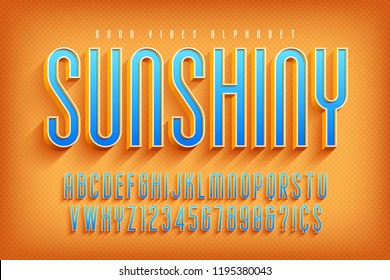 Condensed 3d display font design, alphabet, letters and numbers. Swatch color control