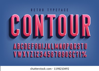 Condensed 3d Display Font Design, Alphabet, Letters And Numbers. Swatch Color Control