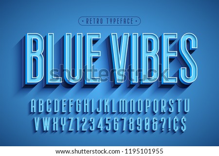 Condensed 3d display font design, alphabet, letters and numbers. Swatch color control