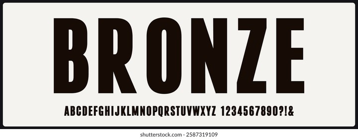 condensed bold vector font. Alphabet font with uppercase and number