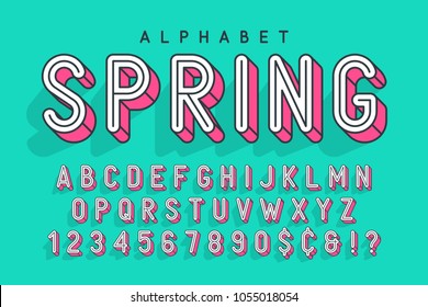 Condensed display font popart design, alphabet, letters and numbers. Swatch color control