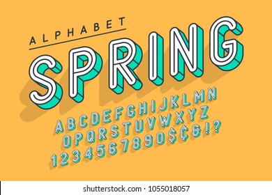 Condensed Display Font Popart Design, Alphabet, Letters And Numbers. Swatch Color Control