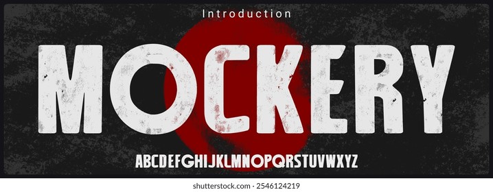 Tipo de letra condensado feito à mão. Fonte vetorial alfabética com textura áspera. 