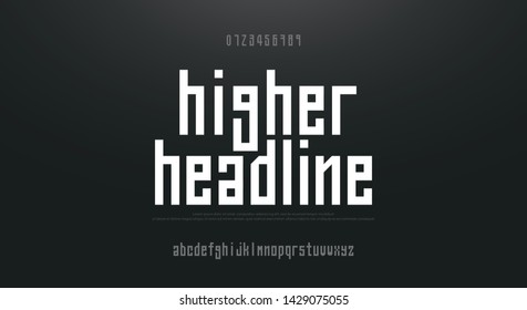 Condensed high, simple font alphabet typeface. Modern Alphabet Lowercase Fonts. Typography urban style letters and numbers. vector illustration