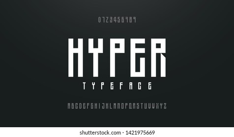 Condensed high, tall simple font alphabet typeface. Modern Alphabet Fonts. Typography urban style letters and numbers. vector illustration