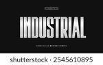 Condensed industrial alphabet, bold tall metallic letters, high metallic font for modern automotive identity, robust utilitarian design, robust typographic style. Vector typeset.