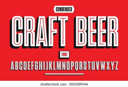 Condensed Inline Font With 3D Shadow. Craft Beer Label Styling