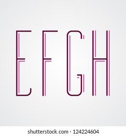 Condensed Letters E F G H. Typographic elements. Typographic design.