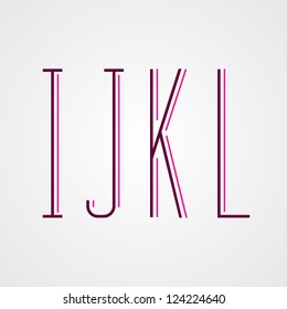 Condensed Letters I J K L. Typographic elements. Typographic design.