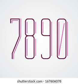 Condensed Letters. Condensed Numbers. Number 7. Number 8. Number 9. Number 0. Zero. Null. Typographic elements. Typographic design.