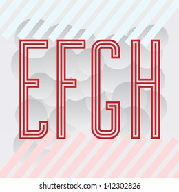 Condensed Lines Letters E F G H. Vintage alphabet.