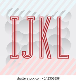 Condensed Lines Letters I J K L.Vintage alphabet.